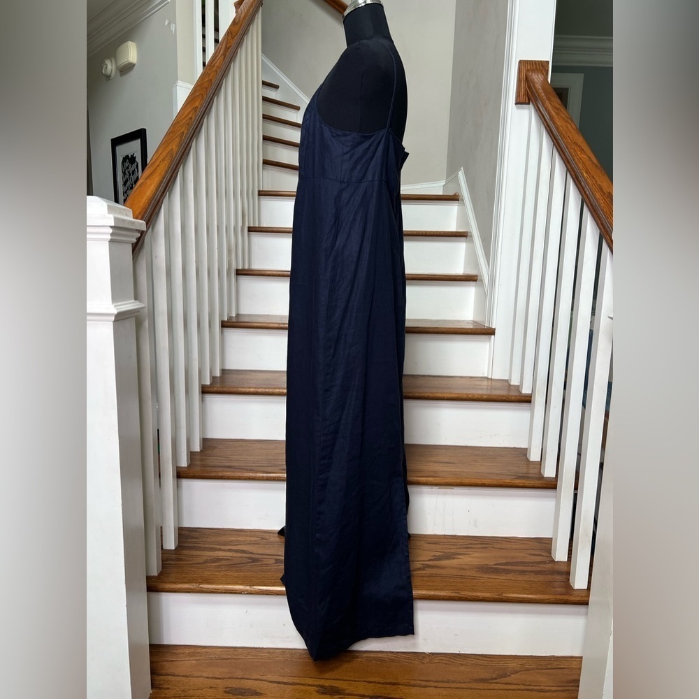 Vintage Y2K American Eagle Navy Linen Maxi Slip Dress Size 8 - Picture 6 of 10